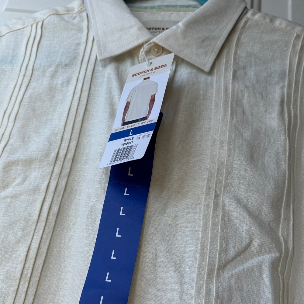 Scotch & Soda Men's Light Cream Button Down Shirt - Picture 10 of 12